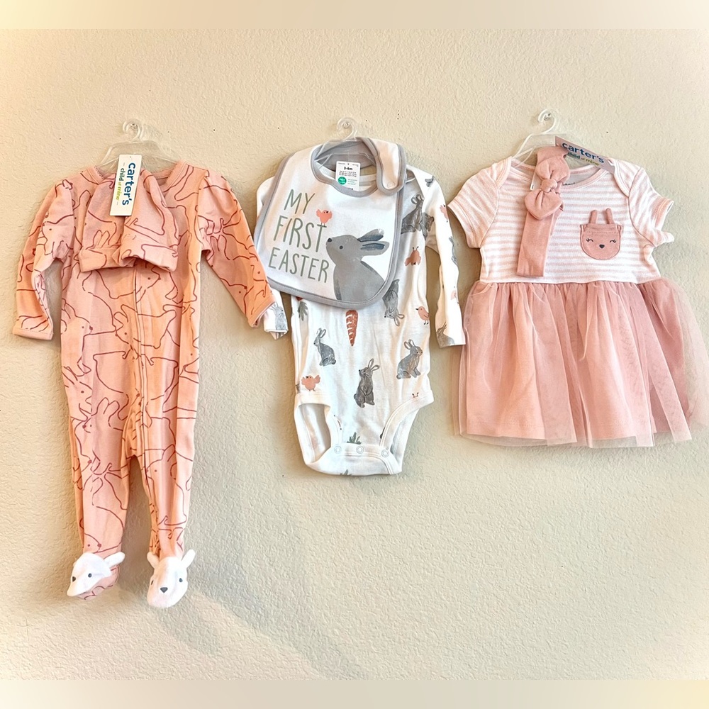 New 7 Piece Baby Girl Clothes Easter Bundle, 3-6 Months